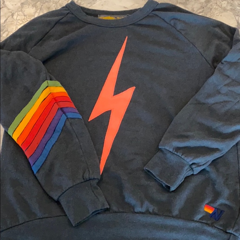 Aviator Nation bolt embroidery chevron sweatshirt